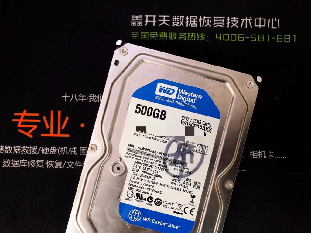 桓台西数蓝盘WD5000AAKX磁头损坏开盘数据恢复成功